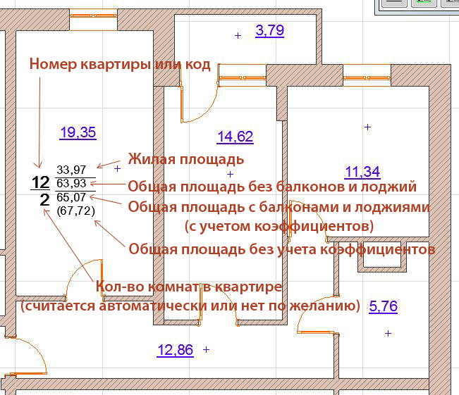 Маркер квартиры для ARCHICAD